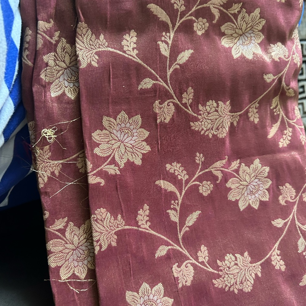 Floral Embroidered Fabric banarsi georgette saree